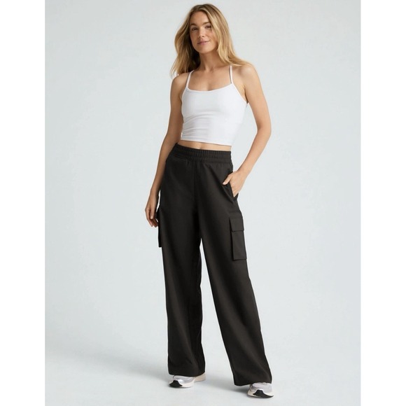 Beyond Yoga Pants - Beyond Yoga City Chic Womens Black Cargo Pants Cropped Wide Leg Size LG NWT